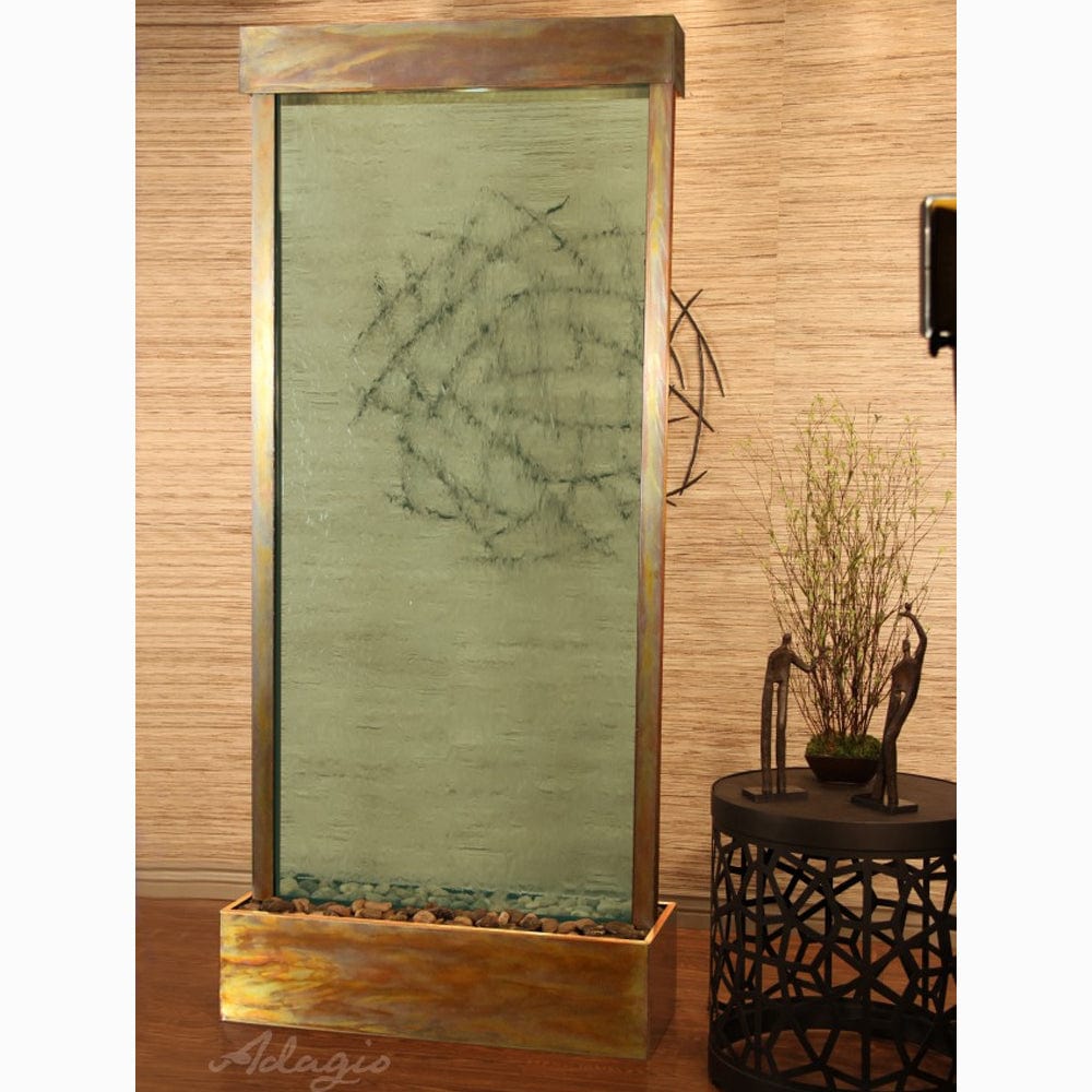 TranquilRiver_CenteredInBase_-GreenGlass-RusticCopper-White - Outdoor Art Pros