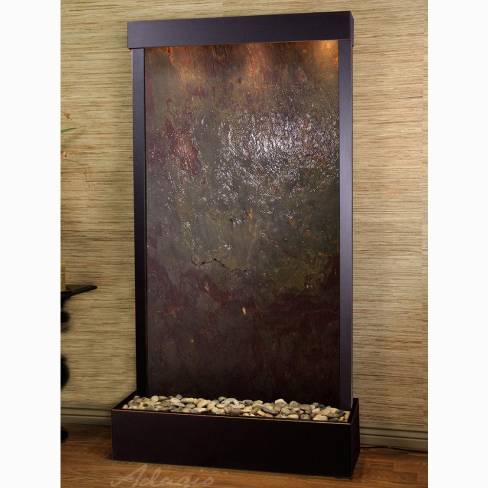Tranquil River (Flush Mounted Towards Rear Of The Base) - Multi-Color FeatherStone - Blackened Copper - White - Outdoor Art Pros