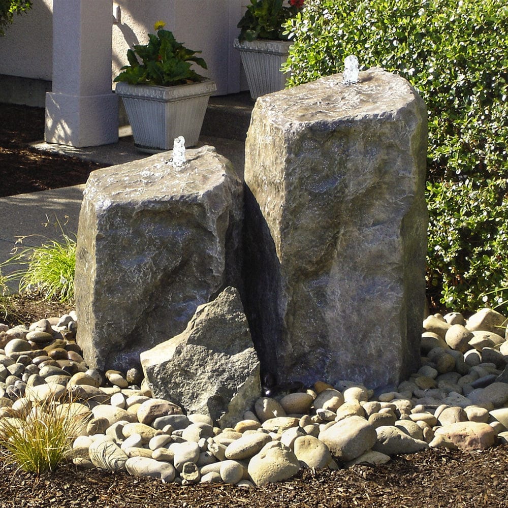 Watershed Tall Double Rock Outdoor Fountain - Outdoor Art Pros