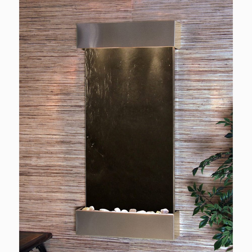 WhisperingCreek-BlackFeatherStone-StainlessSteel-White - Outdoor Art Pros