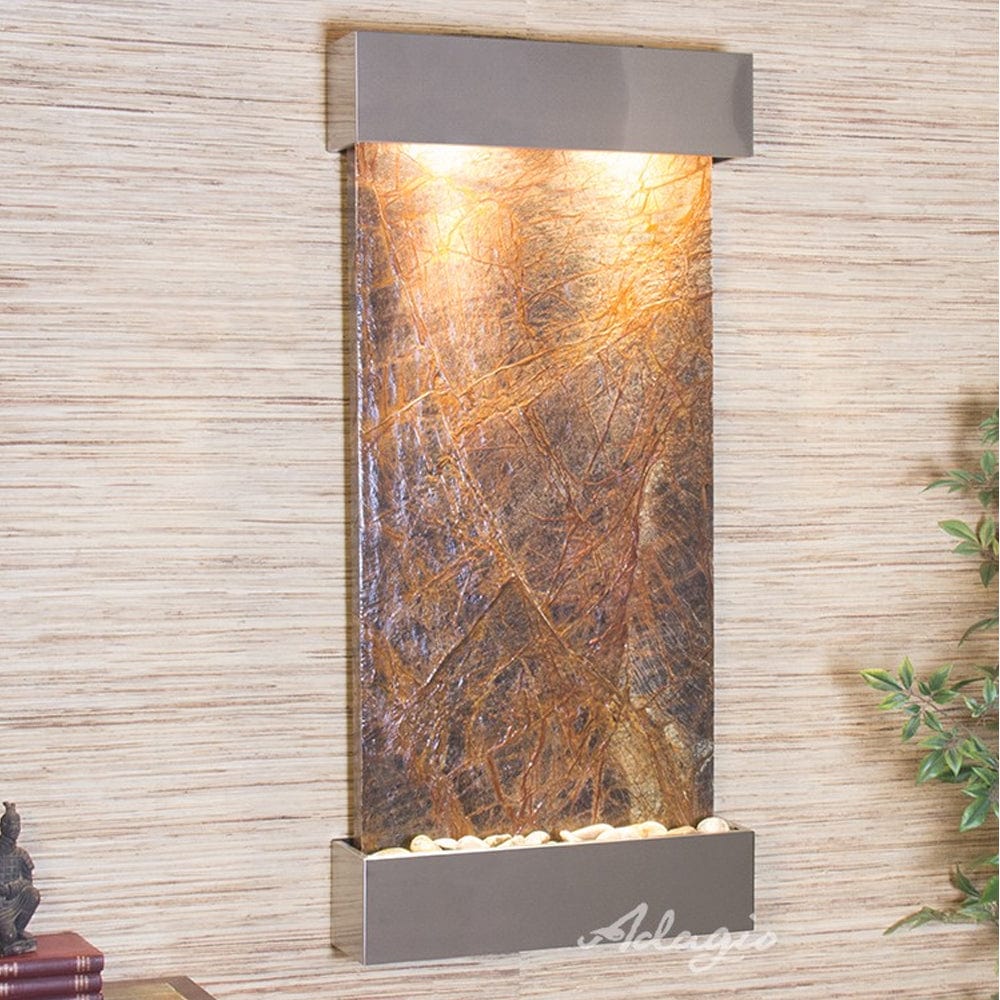 WhisperingCreek-RainforestBrownMarble-StainlessSteel-White - Outdoor Art Pros