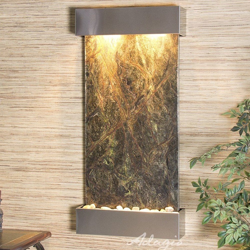 WhisperingCreek-RainforestGreenMarble-StainlessSteel-White - Outdoor Art Pros