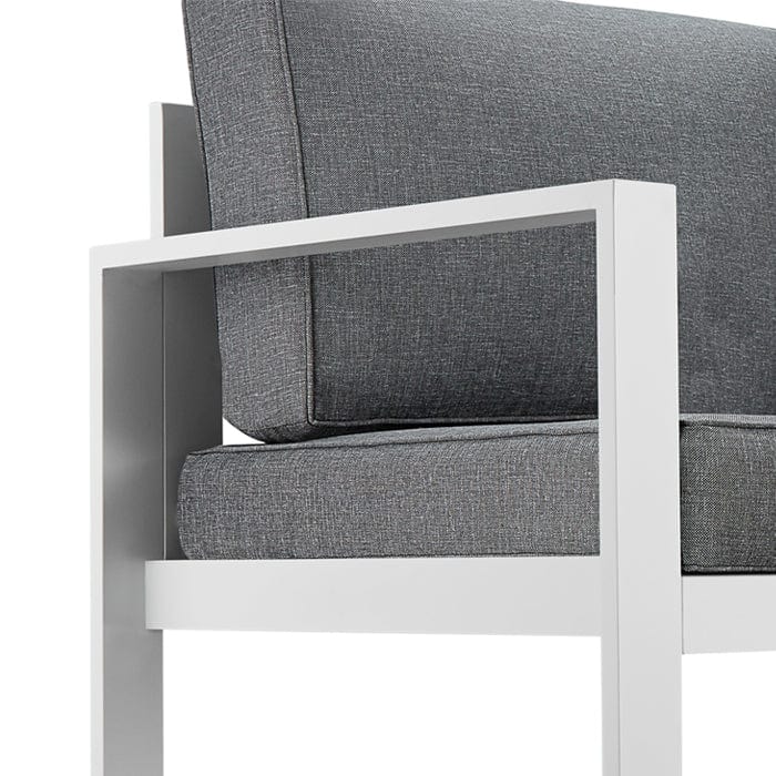 Baltic Outdoor 3-Seat Sofa - White Frame with Gray Cushions - Outdoor Art Pros