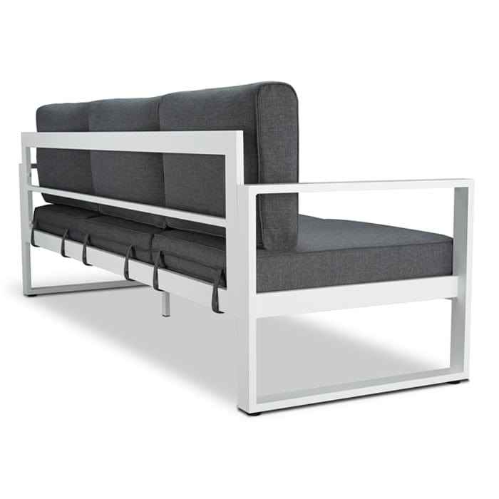Baltic Outdoor 3-Seat Sofa - White Frame with Gray Cushions - Outdoor Art Pros