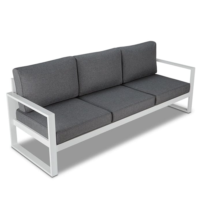 Baltic Outdoor 3-Seat Sofa - White Frame with Gray Cushions - Outdoor Art Pros