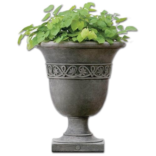 Williamsburg Strapwork Leaf Urn Garden Planter - Outdoor Art Pros