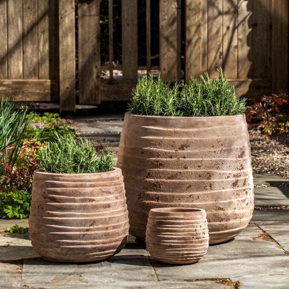 Ipanema Planter Set of Three in Antico Terra Cotta - Outdoor Art Pros
