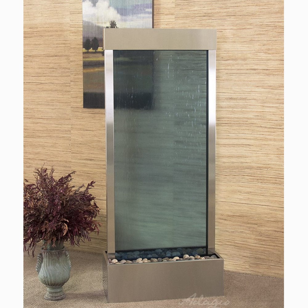 HarmonyRiver_CenteredInBase_-BlueGlass-StainlessSteel-White - Outdoor Art Pros