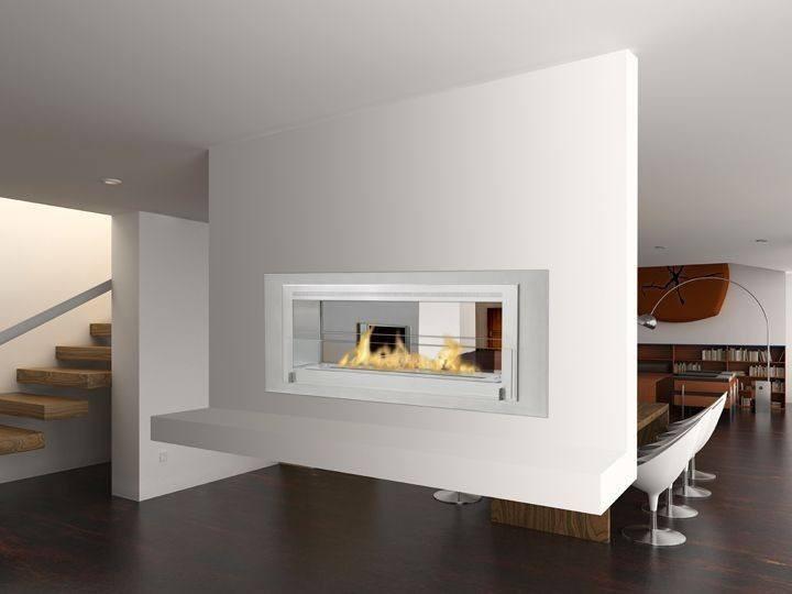 Eco-Feu Santa Cruz 2-Sided Biofuel Fireplace in Stainless Steel w/ Stainless Interior - Outdoor Art Pros