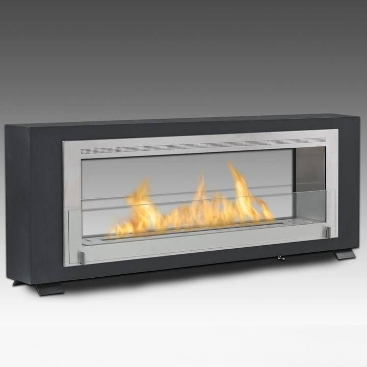 Eco-Feu Santa Cruz 2-Sided Biofuel Fireplace in Matte Black w/ Stainless Interior - Outdoor Art Pros