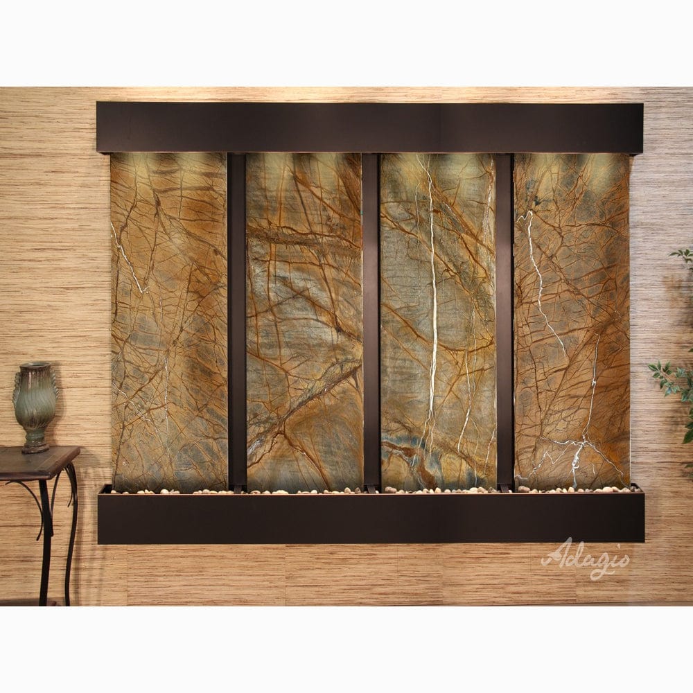 RegalFalls-RainforestBrownMarble-BlackenedCopper-Squared-WhiteLED - Outdoor Art Pros