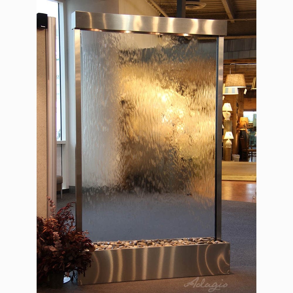 GrandeurRiver_CenteredInBase_-ClearGlass-StainlessSteel-White - Outdoor Art Pros