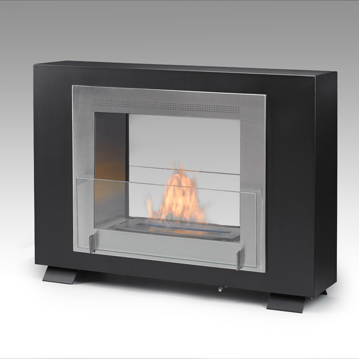 Eco-Feu Wellington 2-Sided Biofuel Fireplace in Matte Black - Outdoor Art Pros