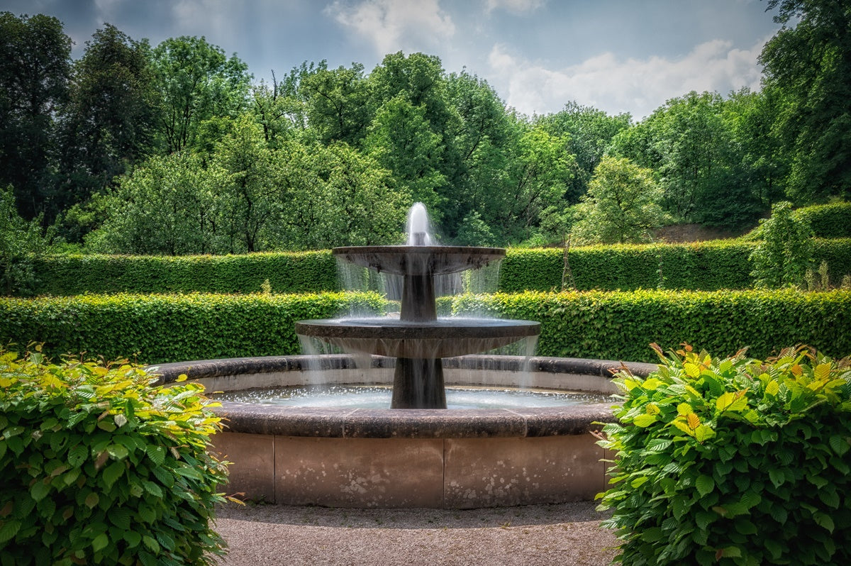 outdoor fountain with pool