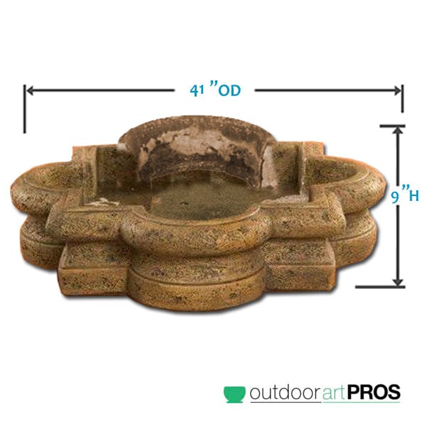 Quatrefoil One Piece Fountain Basin - Small | 41" Wide - Outdoor Art Pros