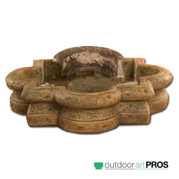 Quatrefoil One Piece Fountain Basin - Small | 41" Wide - Outdoor Art Pros