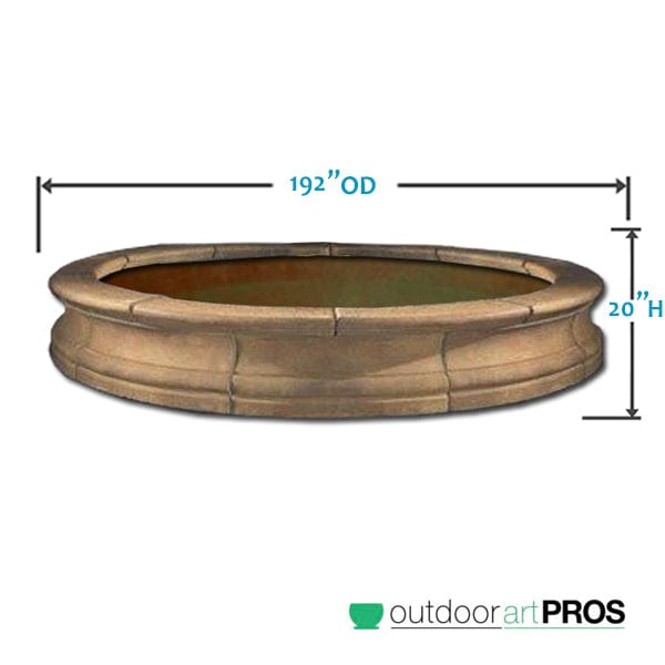 Bracci Stone Fountain Basin - 16 Feet - Outdoor Art Pros