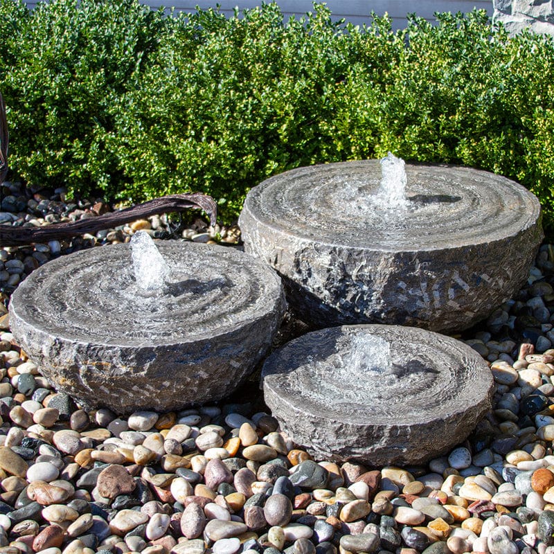 Natural Stone Bowl with Swirl Fountain