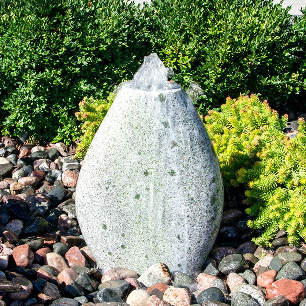Almond-Shaped Green Marble Stone Fountain - Outdoor Art Pros