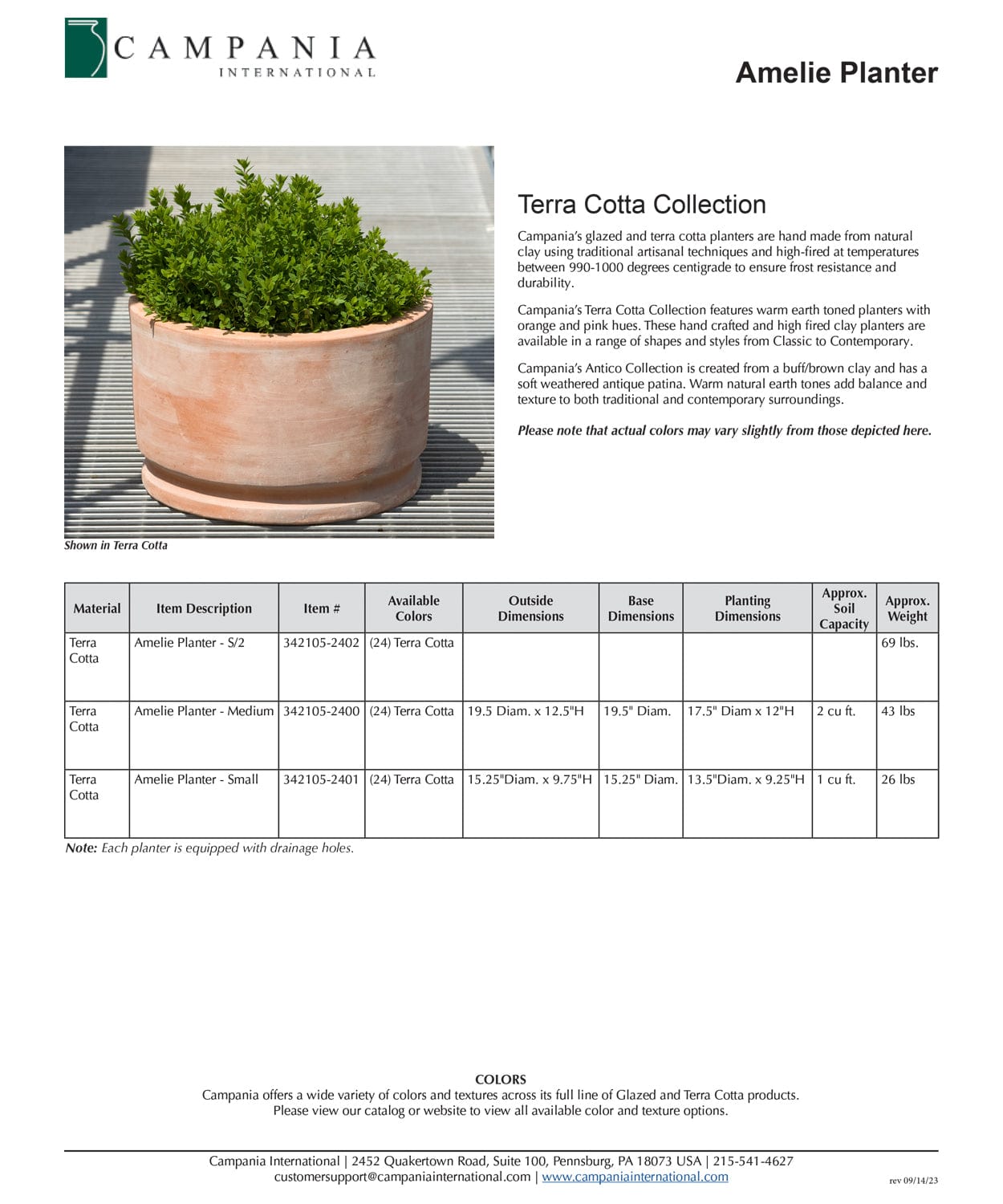 Amelie Planter Set of 2 | Antico Terra Cotta Collection