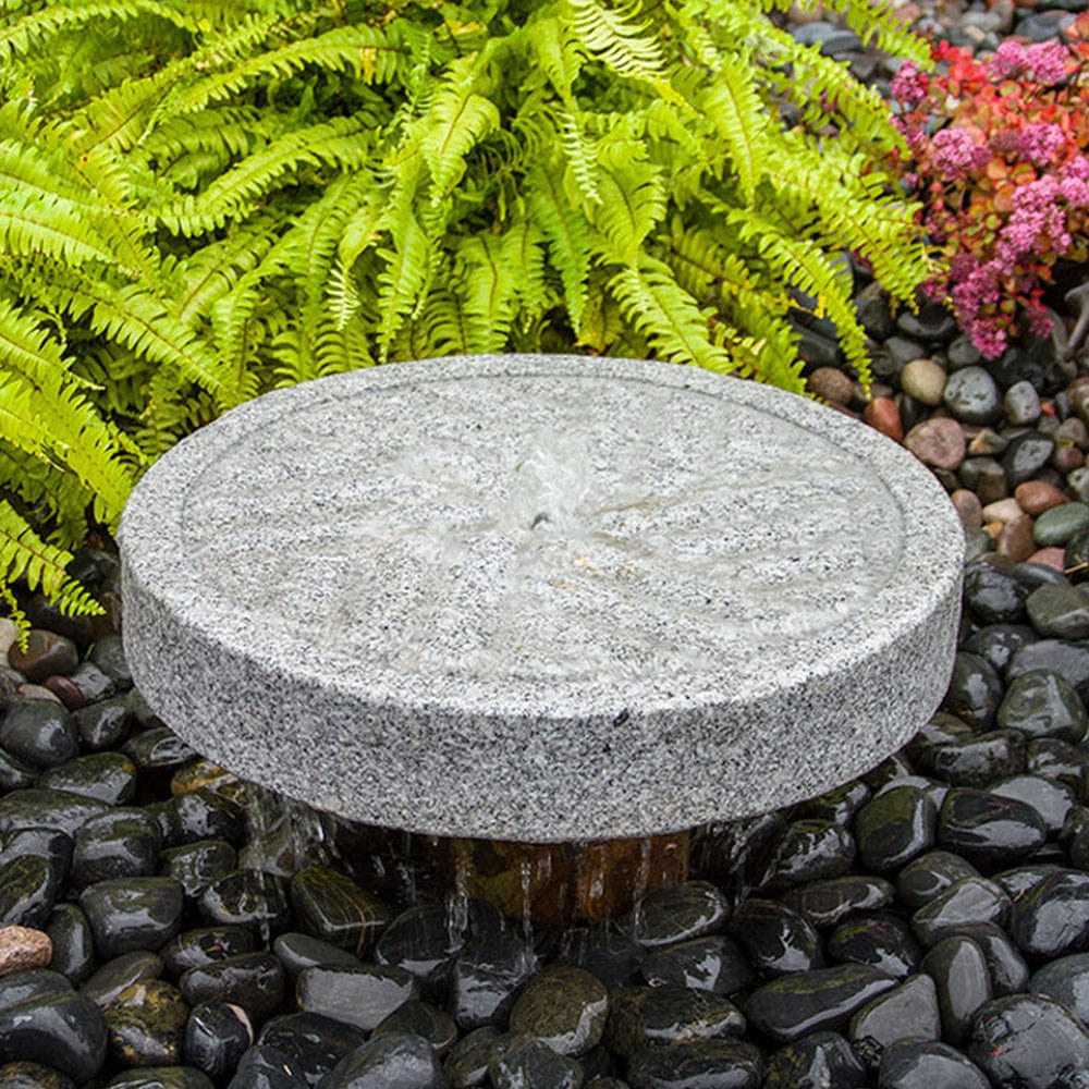 Angled Millstone Granite Stone Fountain - Outdoor Art Pros