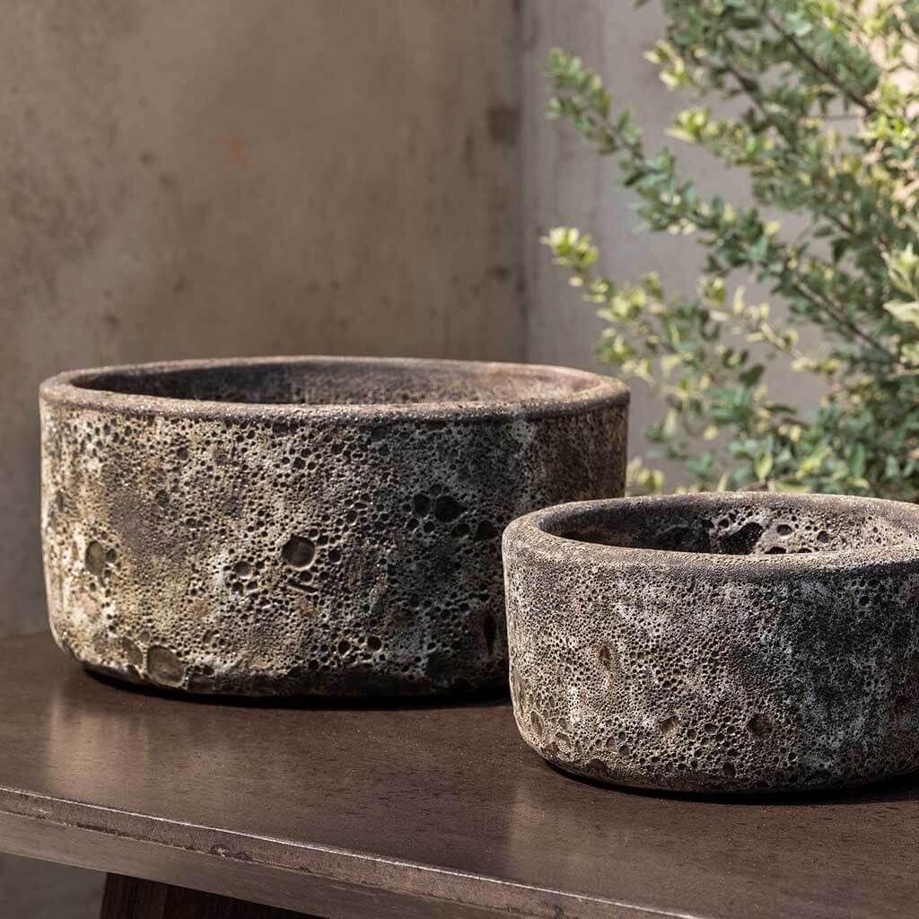Anh Bowl Set of 8 - Glazed Angkor Planter in Fossil Grey Finish