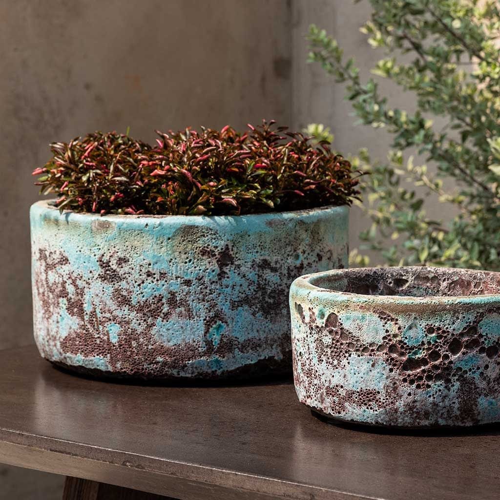 Anh Bowl Set of 8 - Glazed Angkor Planter in Verdigris Finish