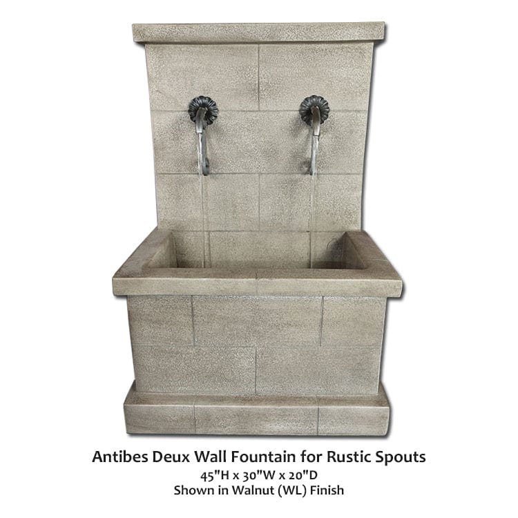 Antibes Deux Wall Fountain for Rustic Spouts