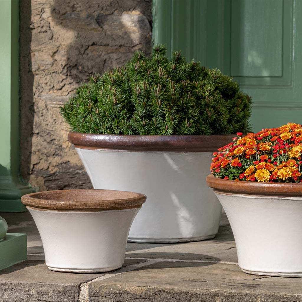 Enfield Glazed Terra Cotta Planter - Nested Set of 3 in Antique White  Finish