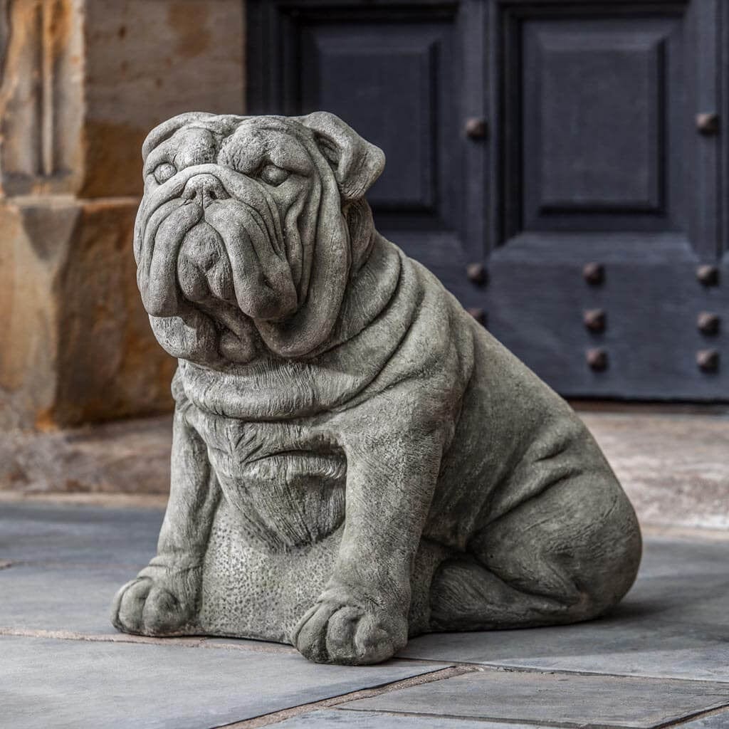 Antique Bulldog Cast Stone Garden Statue | Dog Statue