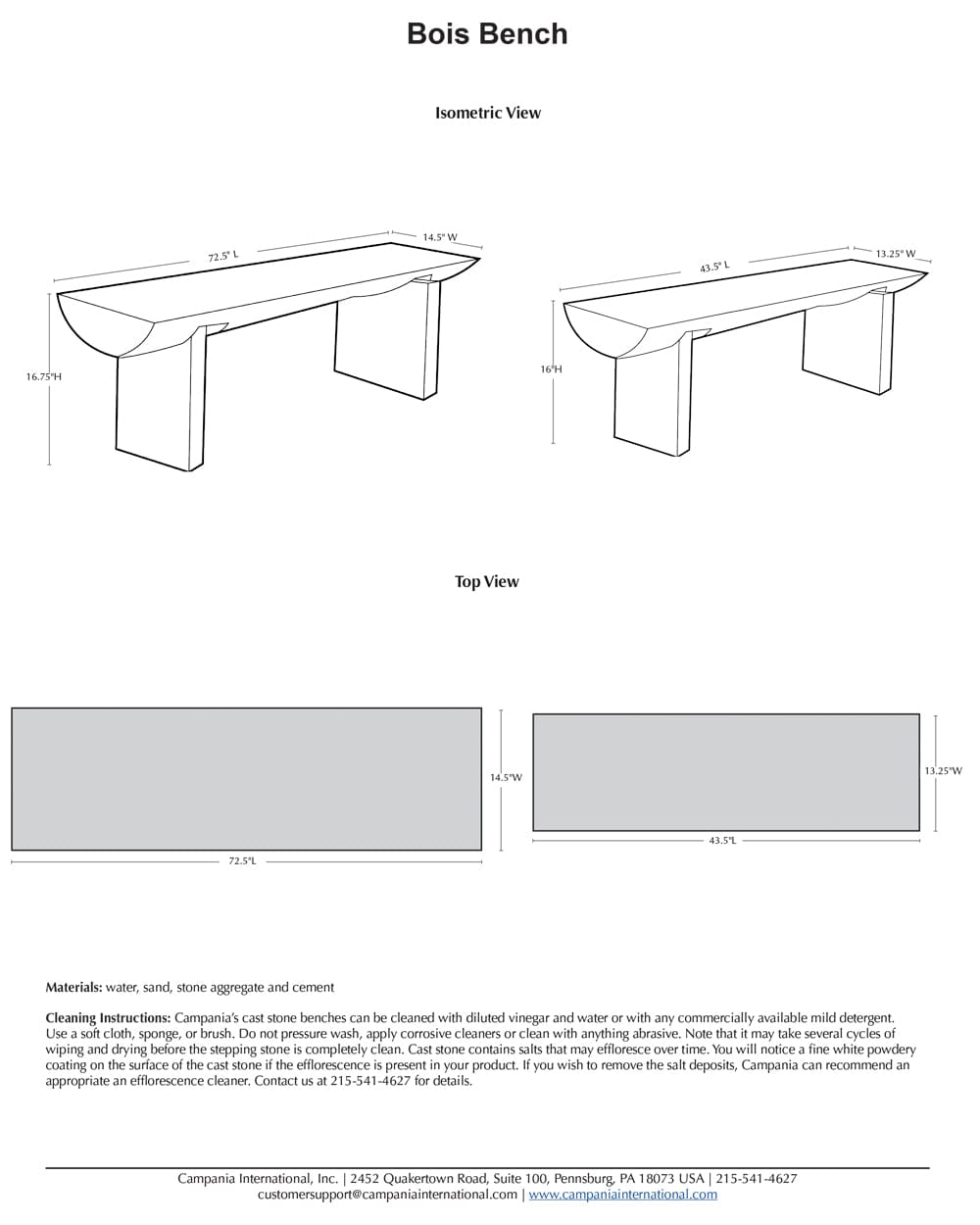 Large Bois Stone Bench