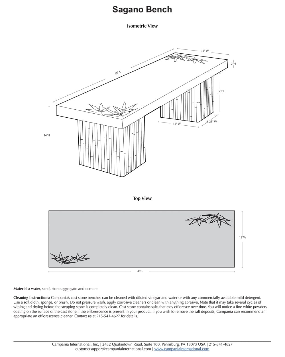 Sagano Outdoor Stone Bench