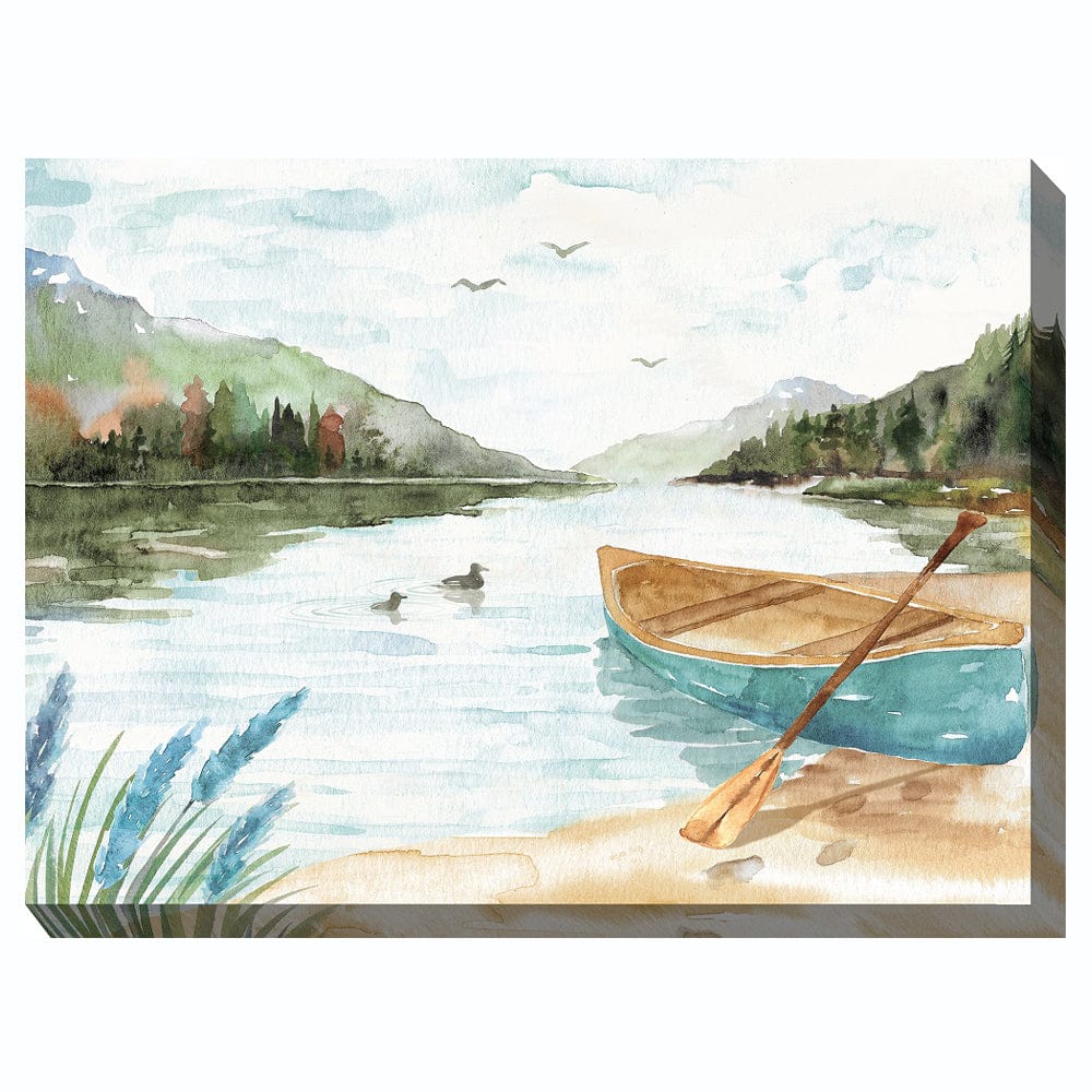 Blue Canoe Outdoor Canvas Art