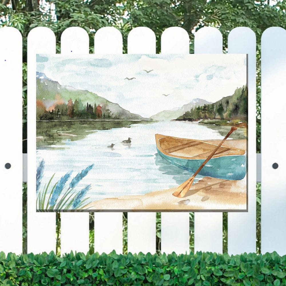 Blue Canoe Outdoor Canvas Art