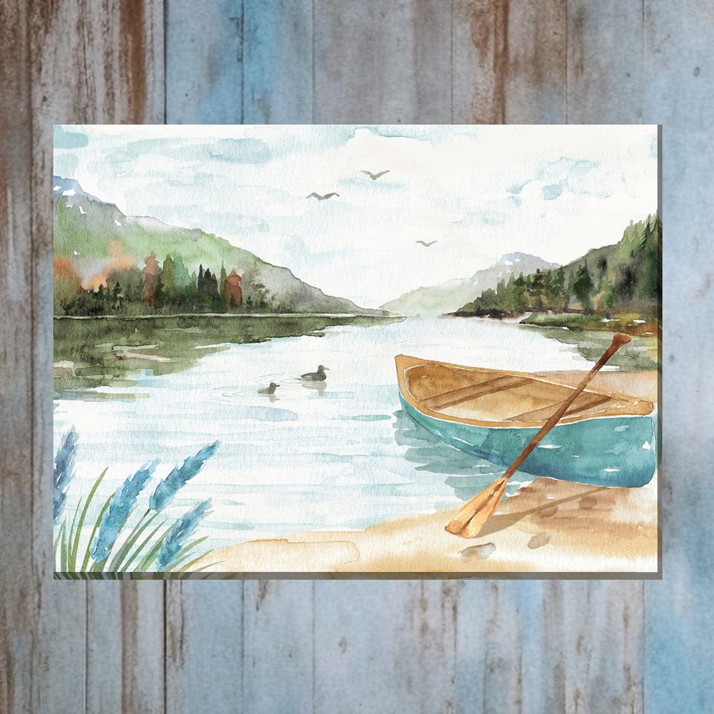 Blue Canoe Outdoor Canvas Art