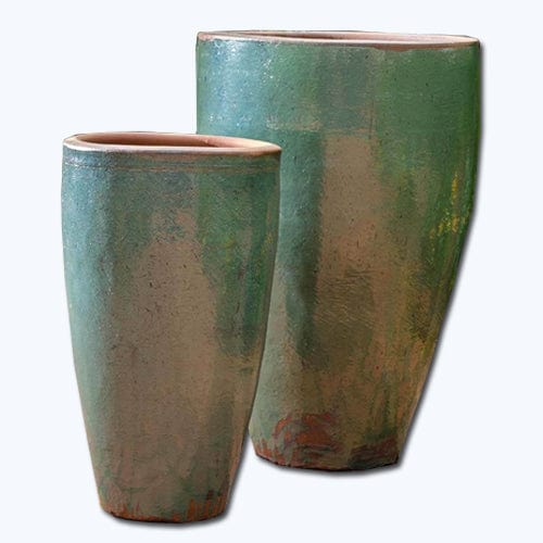 Banyan Glazed Terra Cotta Planter - Set of 2 in Rustic Green Finish