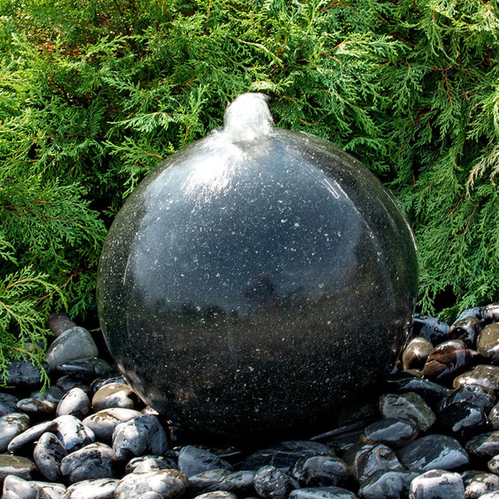 Black Granite Sphere Stone Fountain - Outdoor Art Pros