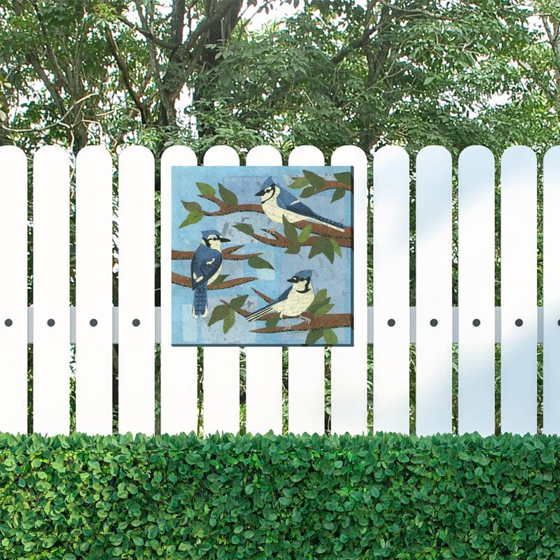 Blue Jay Trio Outdoor Canvas Art