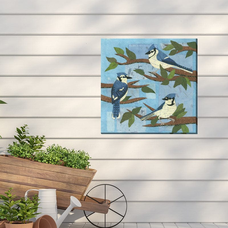 Blue Jay Trio Outdoor Canvas Art