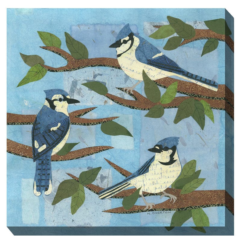 Blue Jay Trio Outdoor Canvas Art