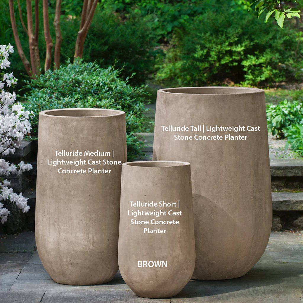Telluride Lightweight Cast Stone Concrete Planter - Brown