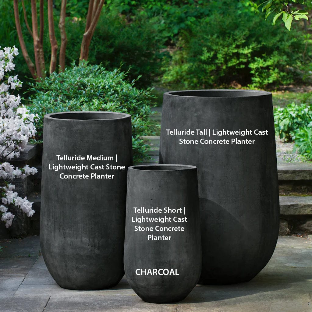 Telluride Medium | Lightweight Cast Stone Concrete Planter in Charcoal