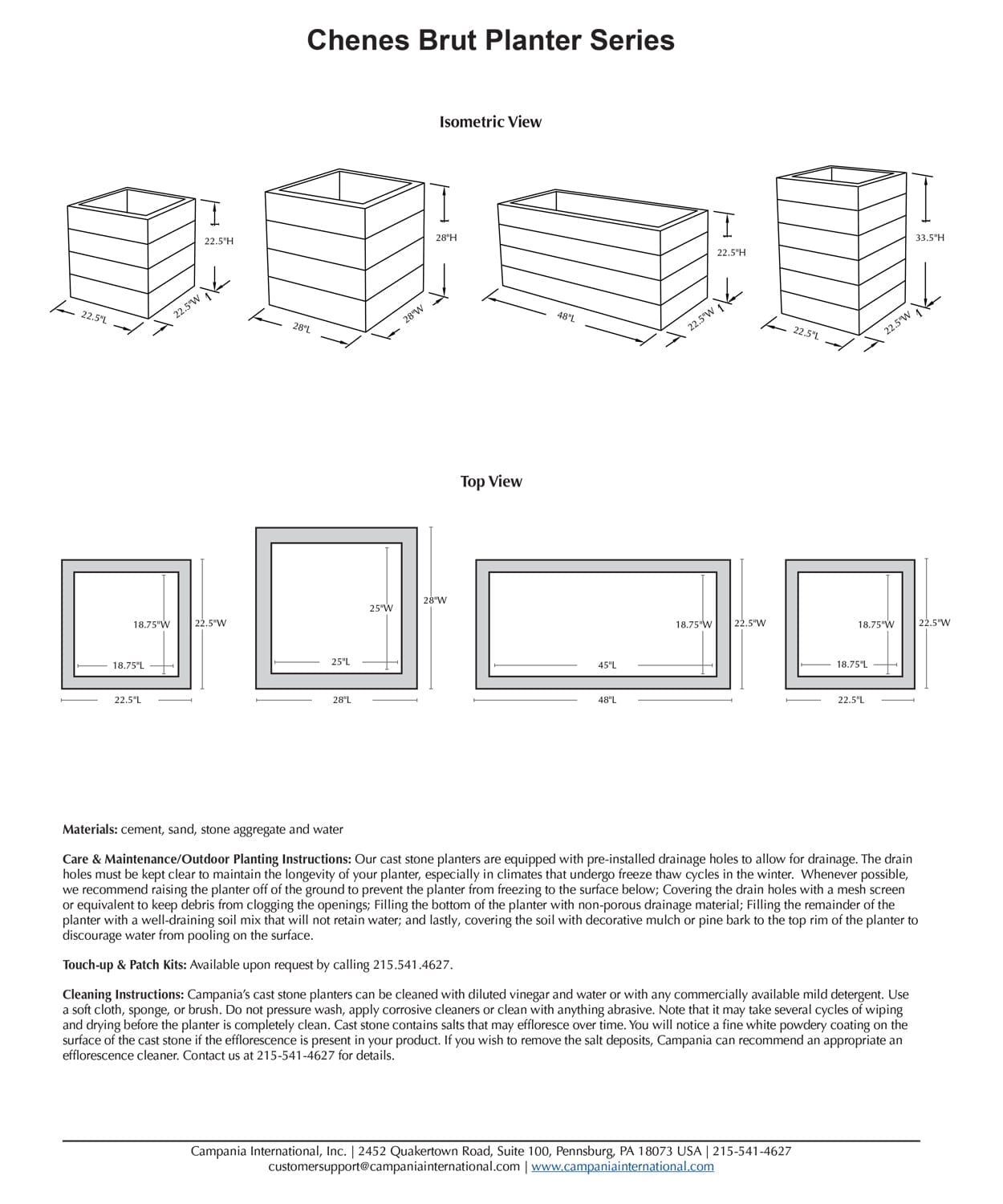 Chenes Brut Planter Series Specs