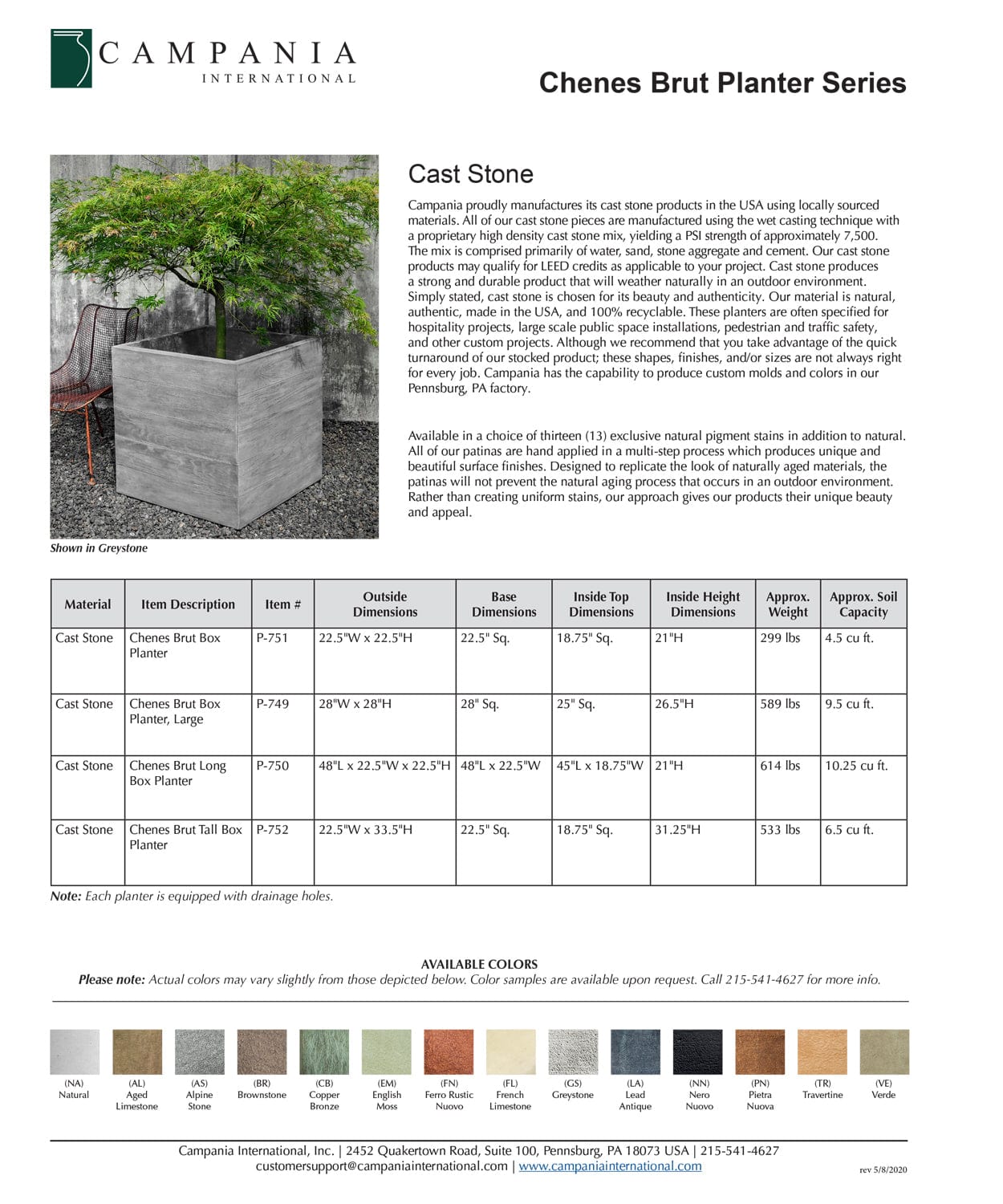 Chenes Brut Planter Series Specs