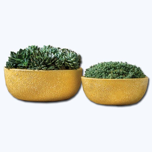 Chrysanthemum Bowl Set of 4 in Golden Rod Finish