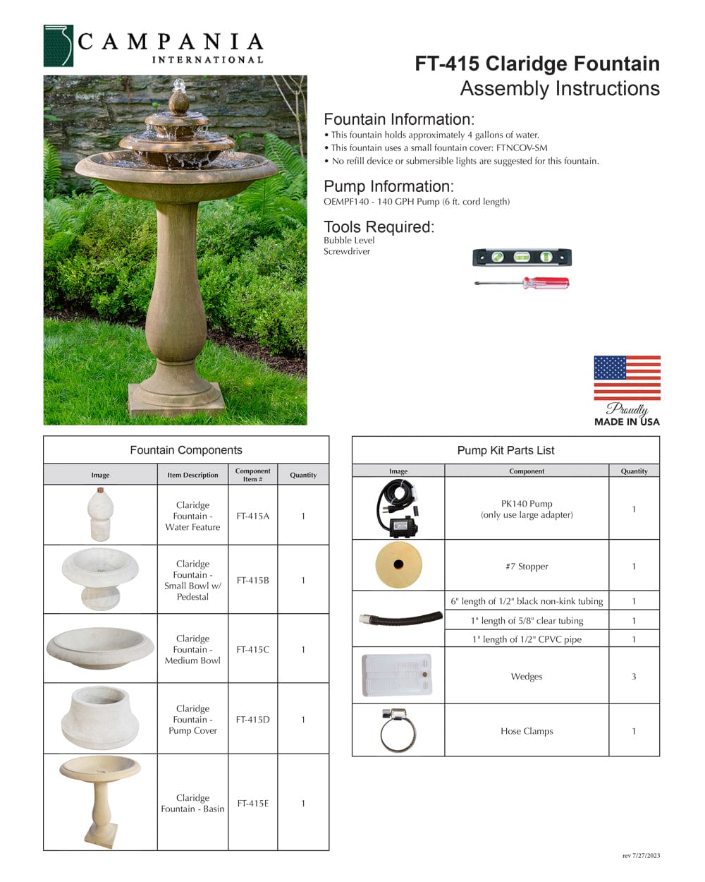 Cladridge Tiered Garden Fountain