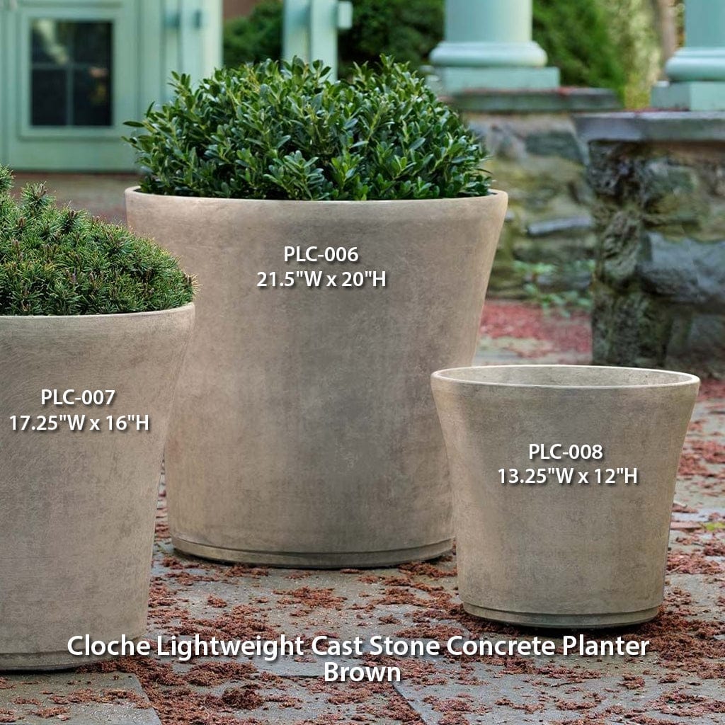 Cloche Lightweight Cast Stone Concrete Planter in Brown
