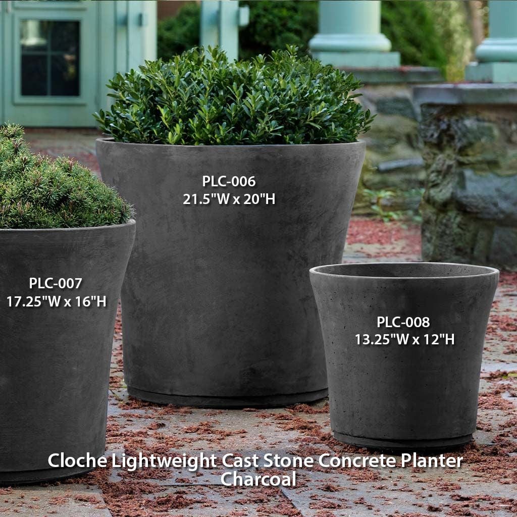 Cloche Lightweight Cast Stone Concrete Planter in Charcoal