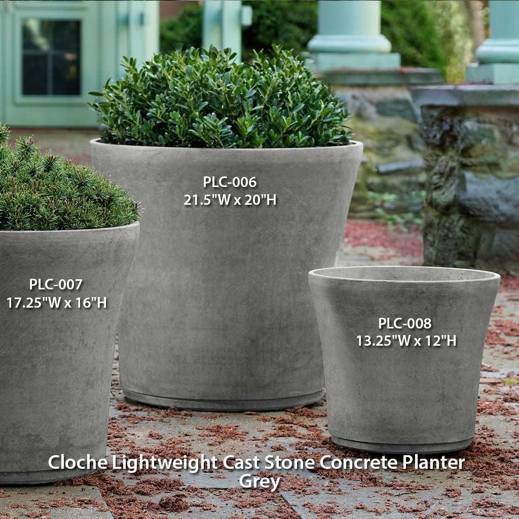 Cloche Lightweight Cast Stone Concrete Planter in Grey