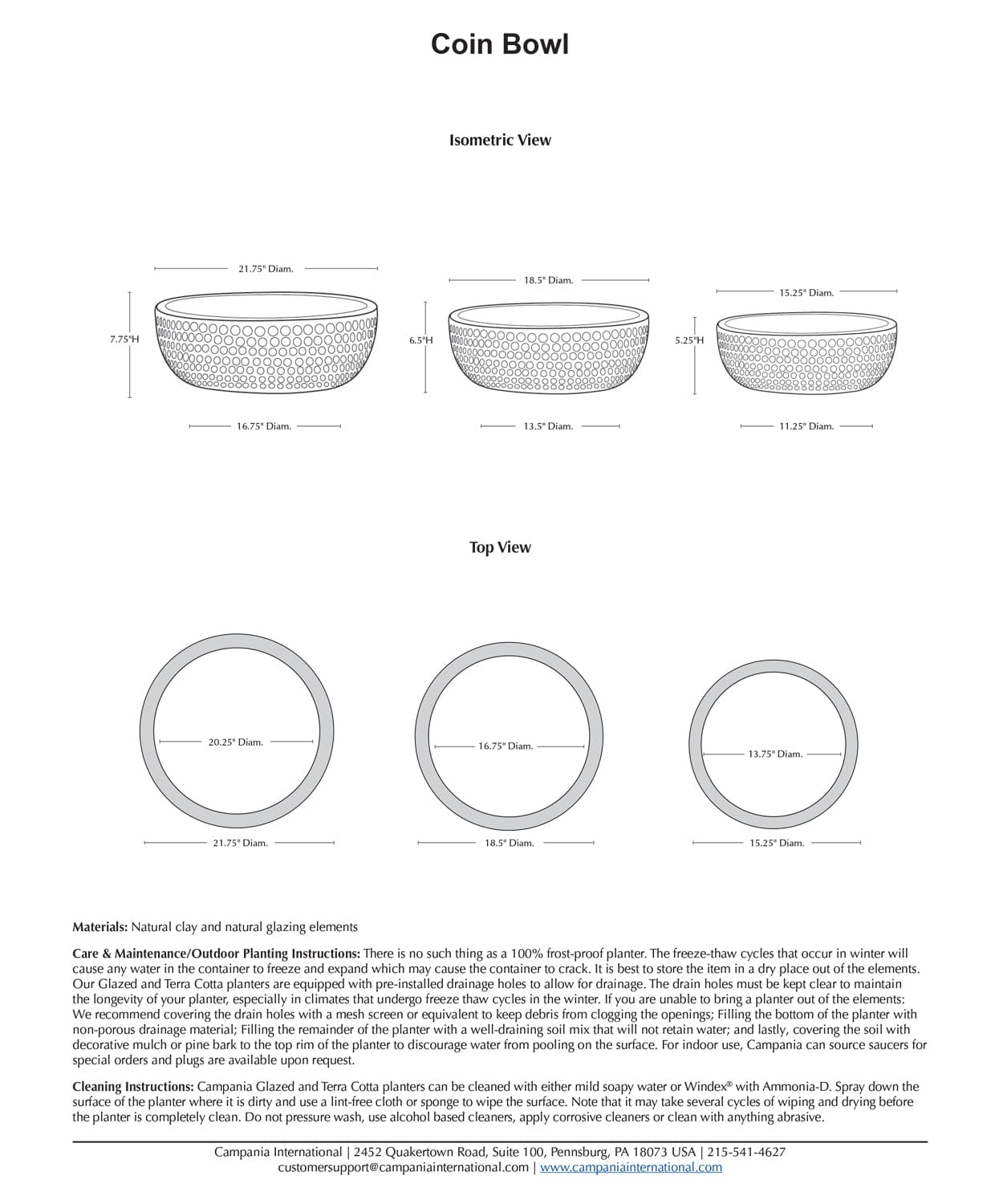 Coin Bowl Planter Nested Set of 3 | Glazed Collection